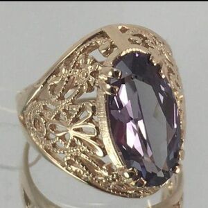 Elegant 14k Gold Plated and Purple  Gemstone Women's Ring Sz 9 nwt
